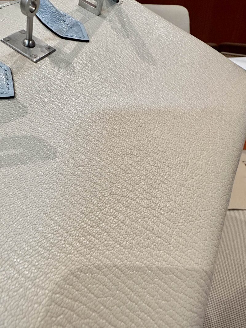 Hermès Birkin 25 Nata, Blue Brume Chevre Palladium Hardware - Image 14