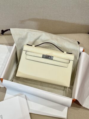 Hermès Kelly Pochette Craie, Silver Swift Palladium Hardware