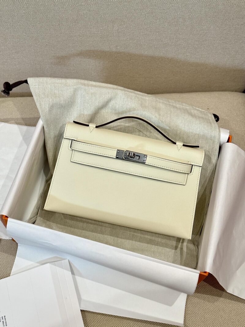 Hermès Kelly Pochette Craie, Silver Swift Palladium Hardware