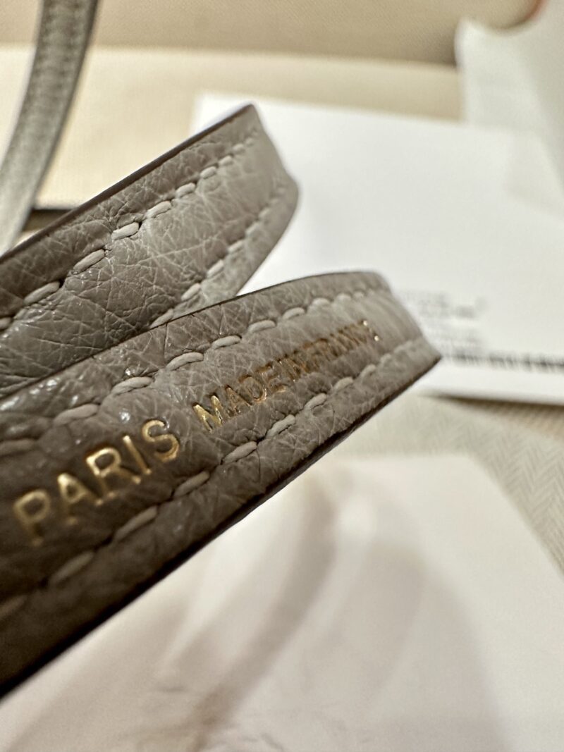Hermès Mini Bolide 18 Ostrich Gris Pearl Gold Hardware