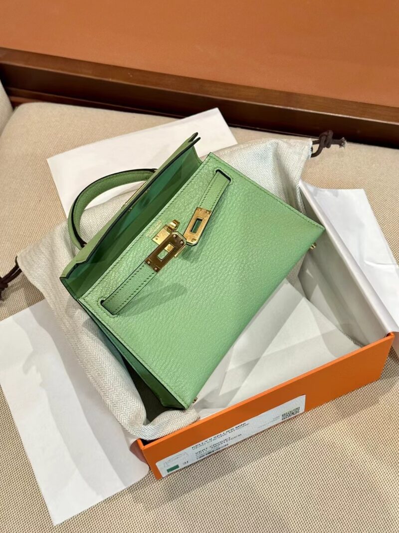 Hermès Mini Kelly 19 Chevre Criquet Gold Hardware - Image 6