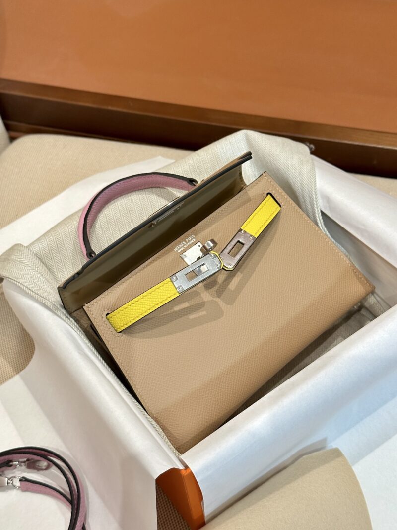 Hermès Mini Kelly Epsom Chai & Mauve Sylvestre & Jaune Citron Silver Hardware - Image 2