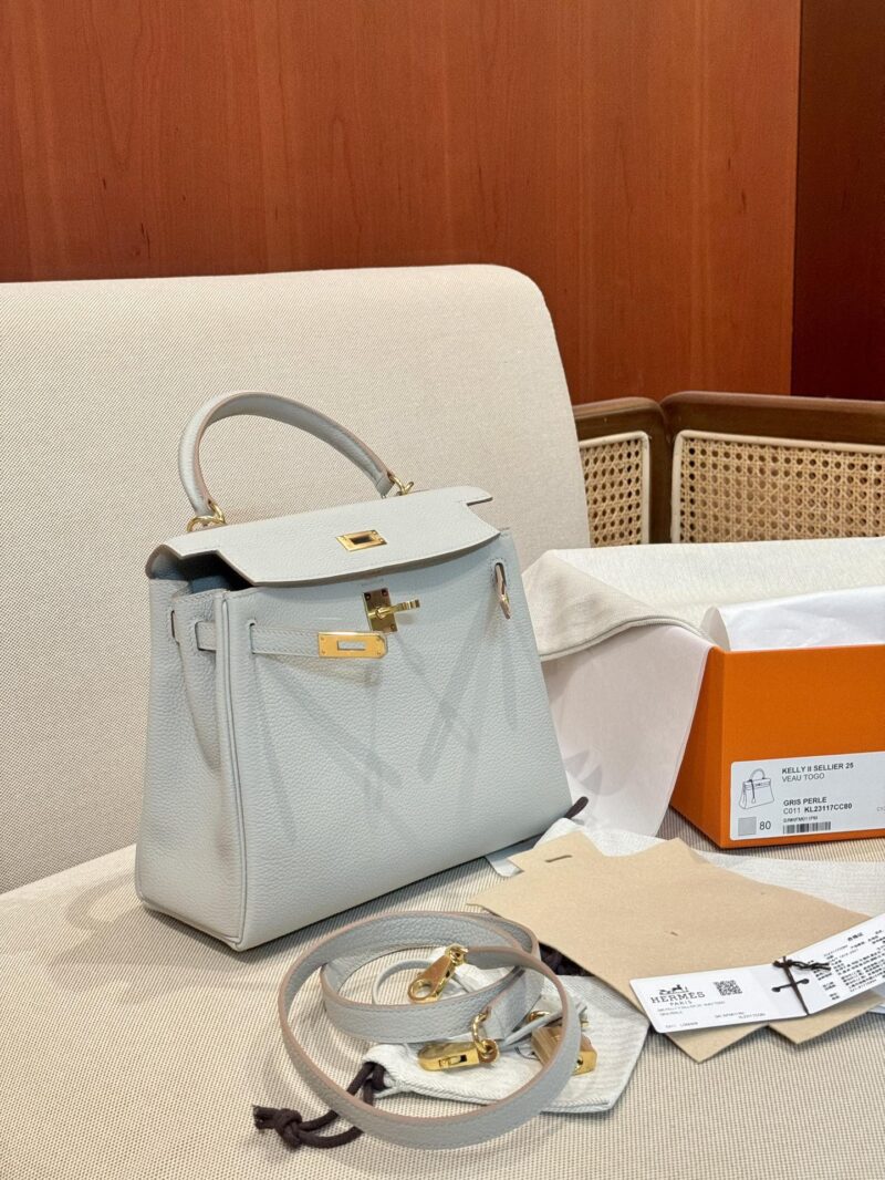 Hermès Kelly 25 Togo Gris Pearl Gold Hardware