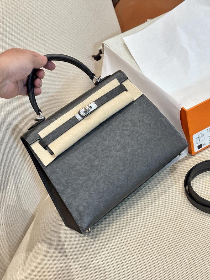 Hermès Kelly 25 Epsom Graphite Silver Hardware - Image 2