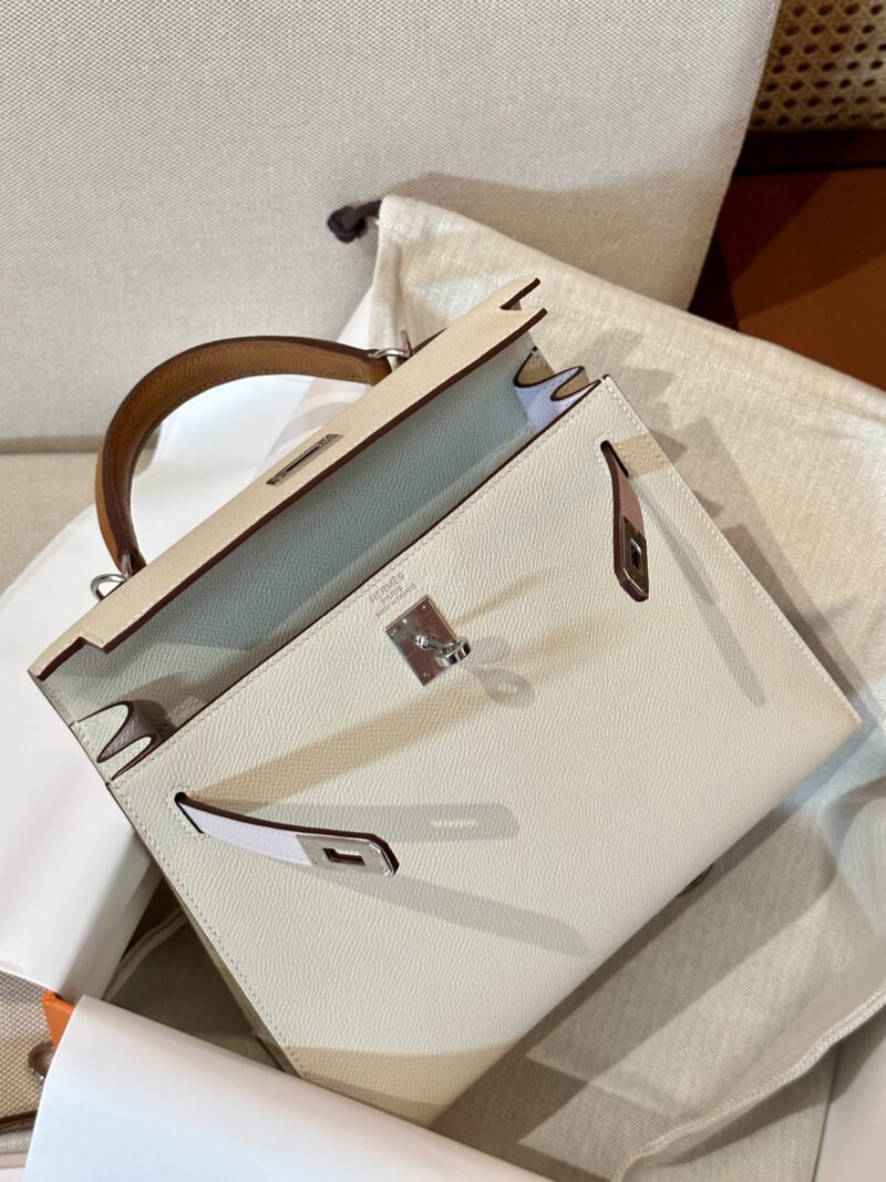 Hermès Kelly 25 Epsom Craie, Mauve Pale Silver Hardware - Image 5