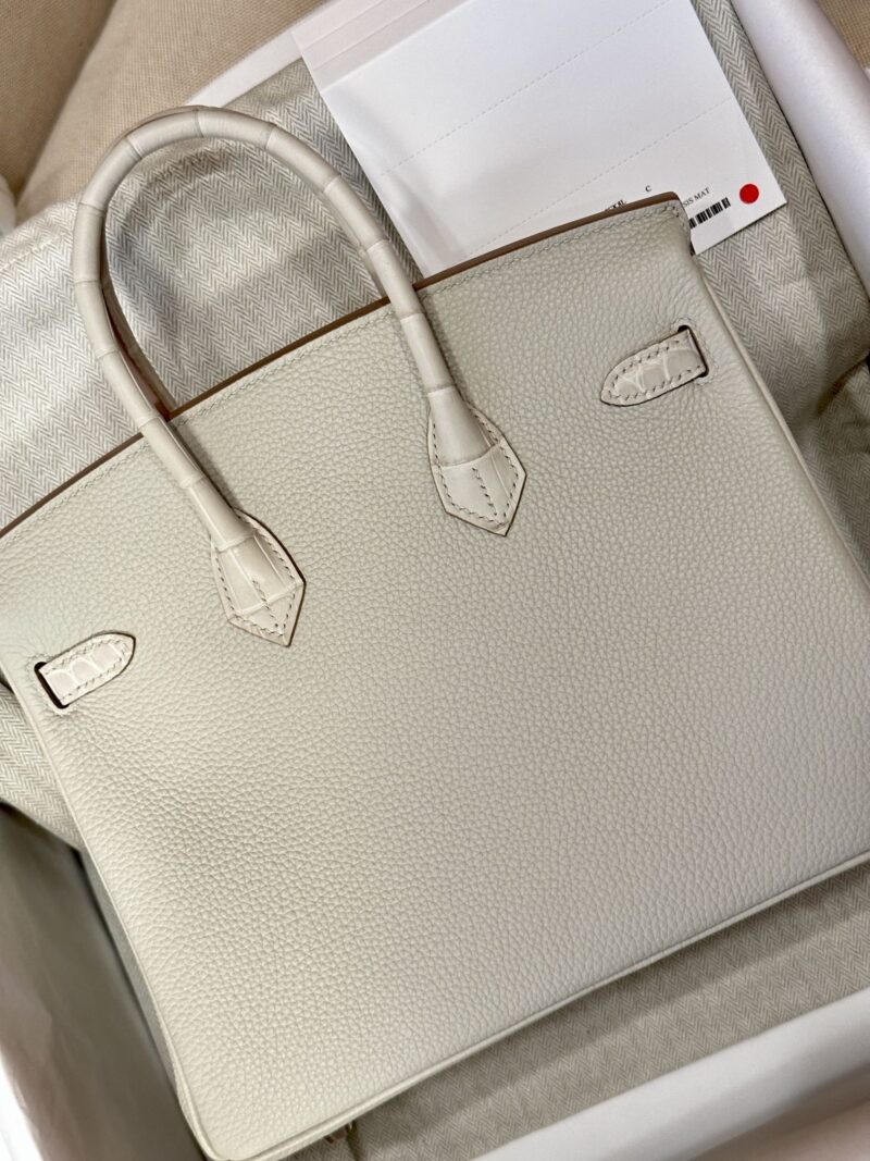 Hermès Birkin 25 Beton Crocodile, Togo Palladium Hardware - Image 2