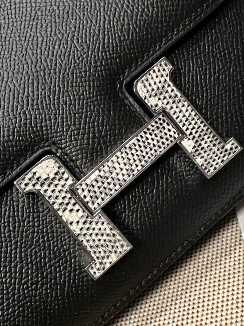Hermès Constance 18 Noir, Lizard Buckle Epsom Palladium Hardware - Image 3