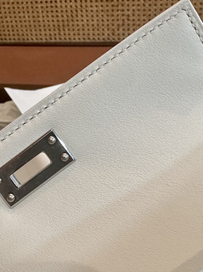 Hermès Mini Kelly Swift Blanc Silver Hardware - Image 11