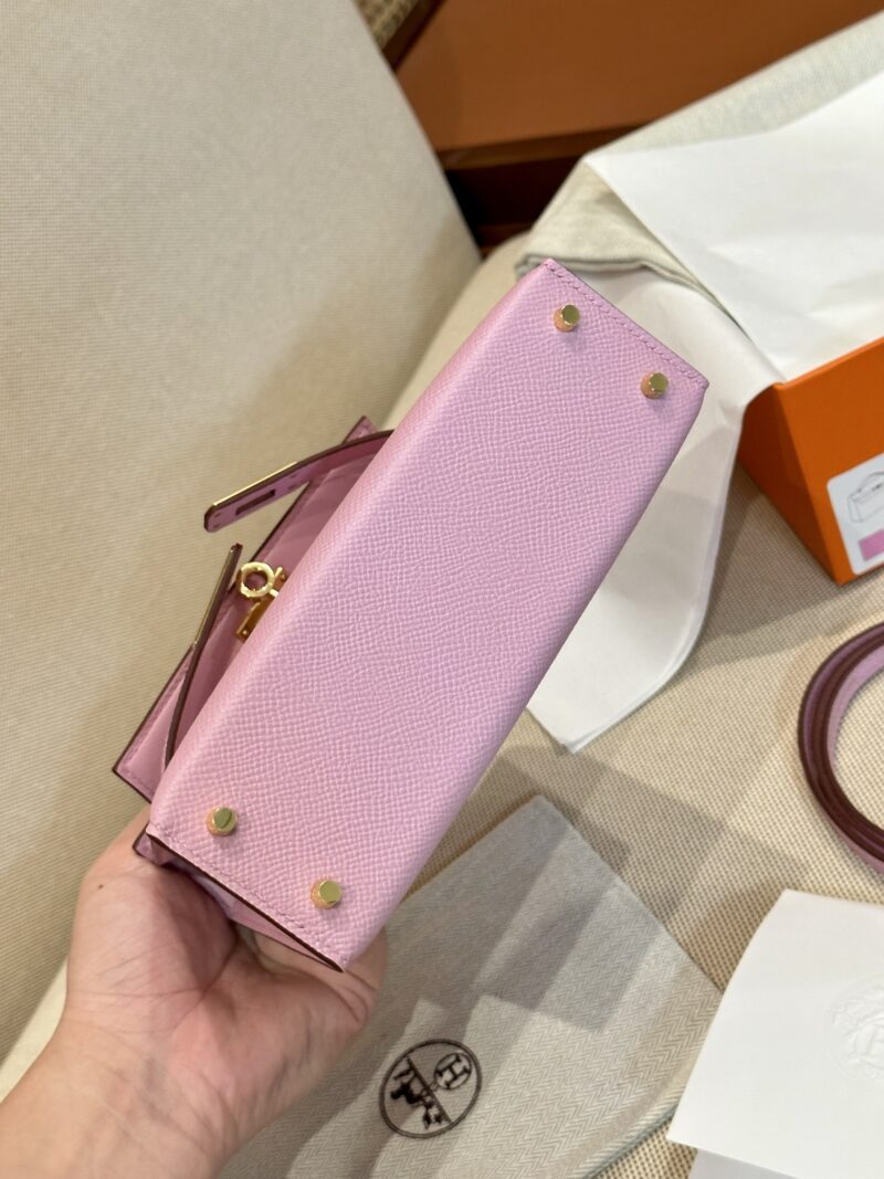 Hermès Mini Kelly 19 Epsom Mauve Sylvestre Gold Hardware - Image 6