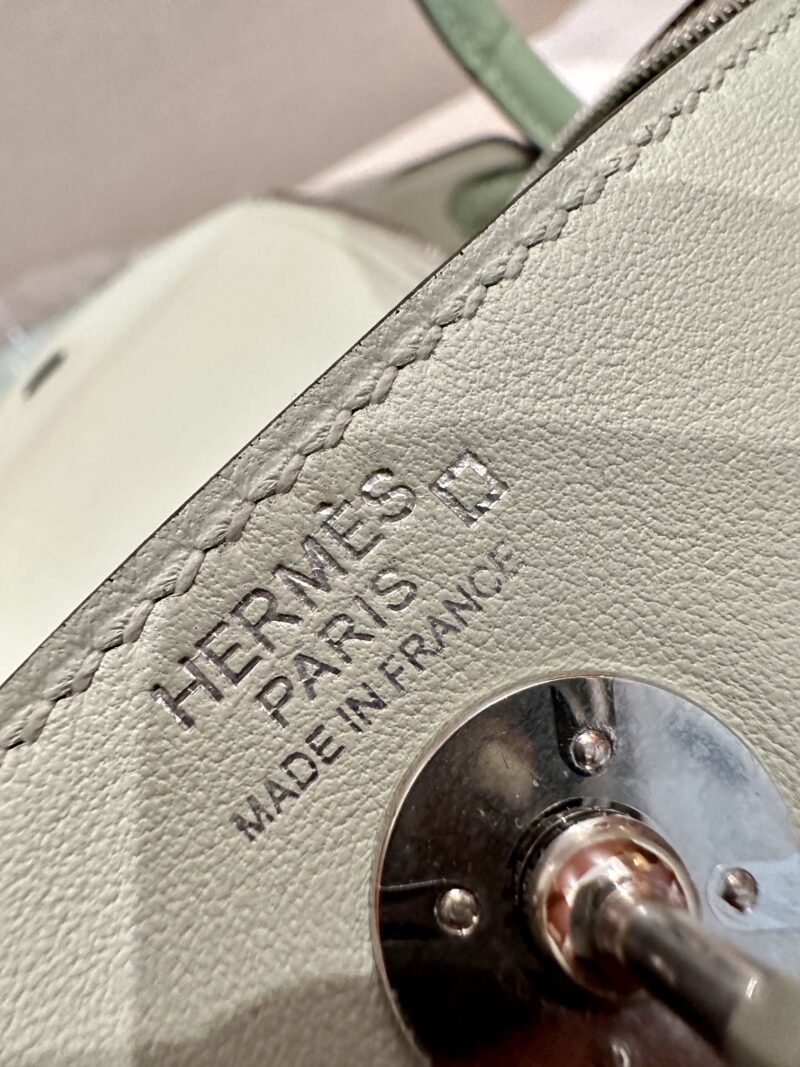 Hermès Mini Lindy 19 Swift & Crocodile Vert Fizz Silver Hardware - Image 8