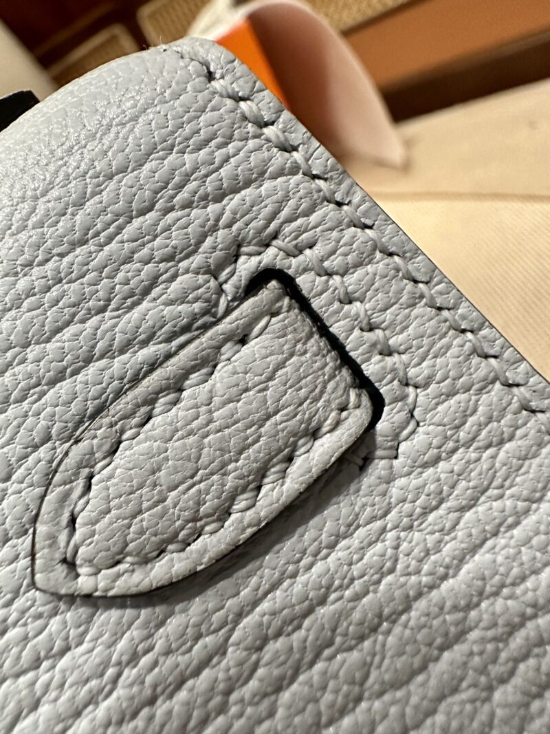 Hermès Mini Kelly Chevre Blue Brume Silver Hardware - Image 17