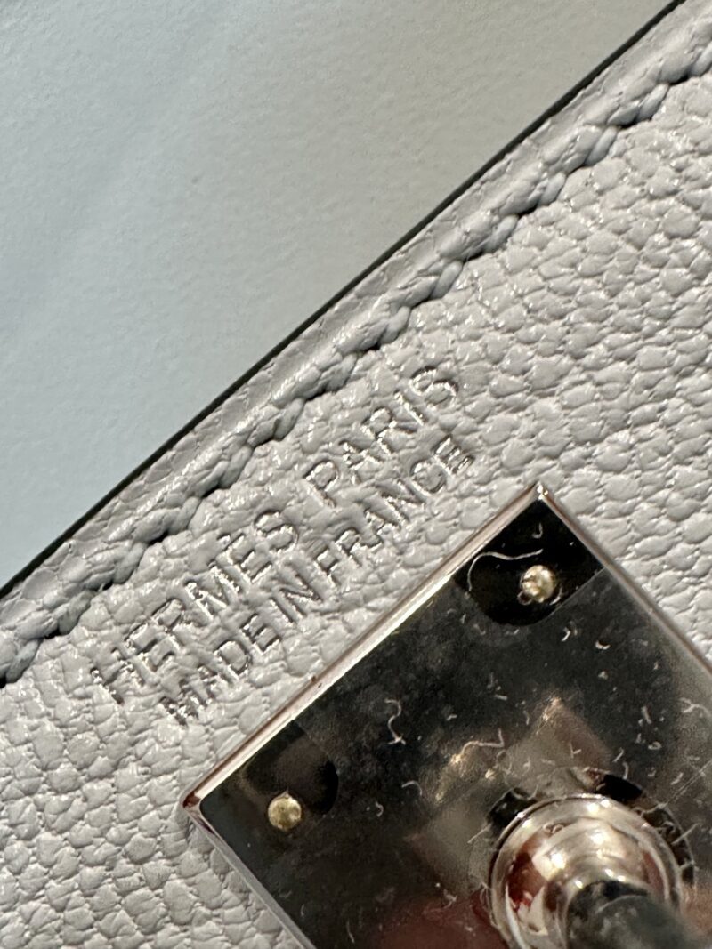 Hermès Mini Kelly Chevre Blue Pale Silver Hardware - Image 15