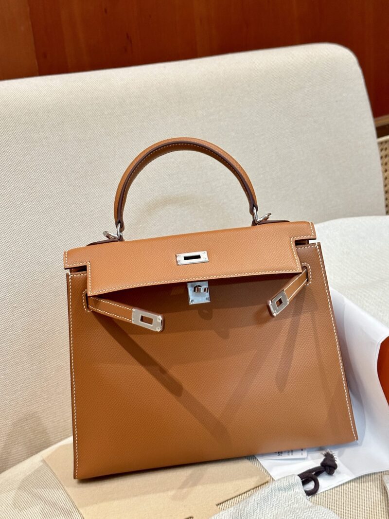 Hermès Kelly 25 Epsom Gold, Silver Silver Hardware