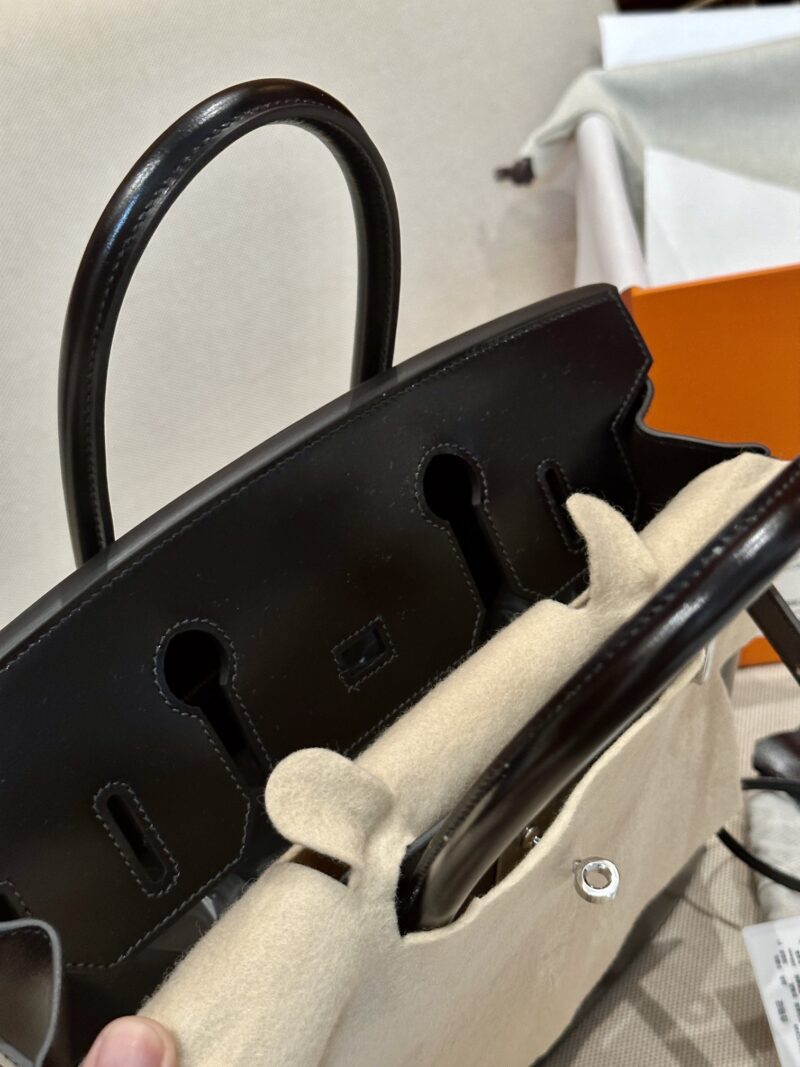 Hermès Birkin 30 Noir Box Palladium Hardware - Image 9