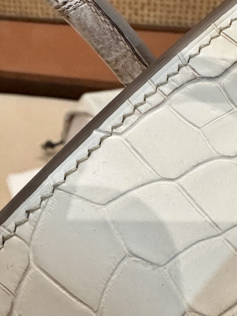 Hermès Birkin 25 Himalaya, Craie Crocodile, Togo Palladium Hardware - Image 13