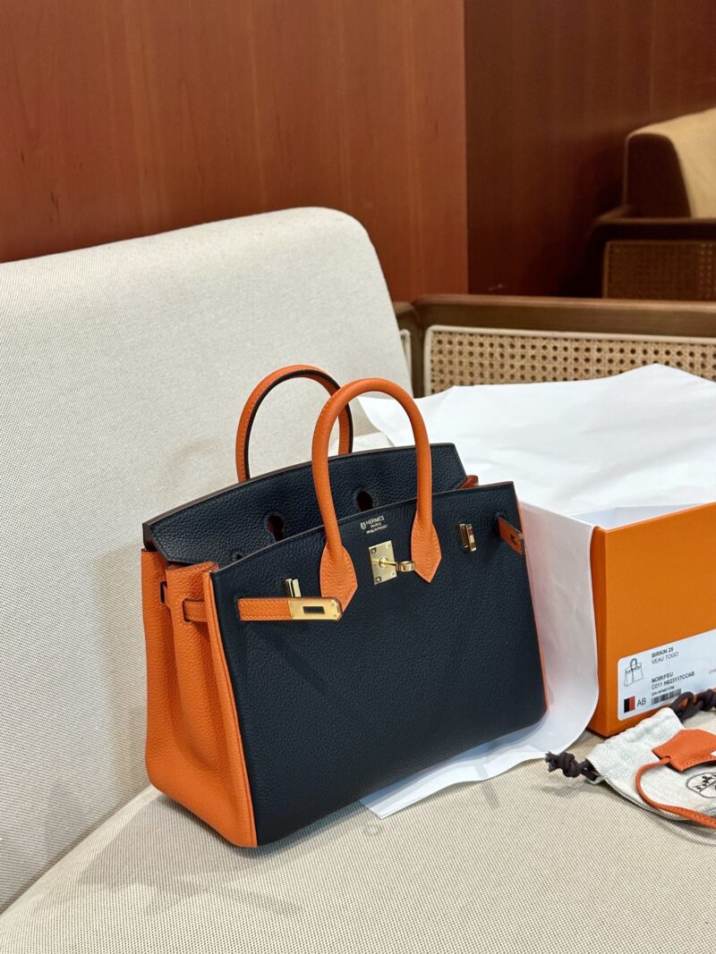 Hermès Birkin 25 Feu Orange, Noir Togo Gold Hardware - Image 8