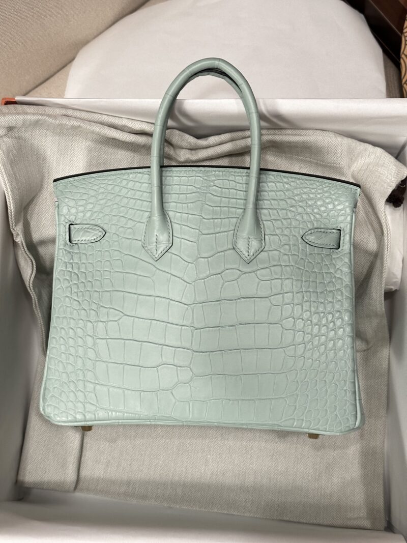 Hermès Birkin 25 Vert D'eau Matte Crocodile Gold Hardware - Image 2