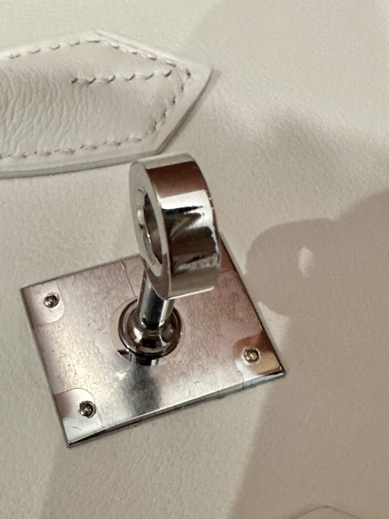 Hermès Birkin 25 New White Swift Palladium Hardware - Image 10