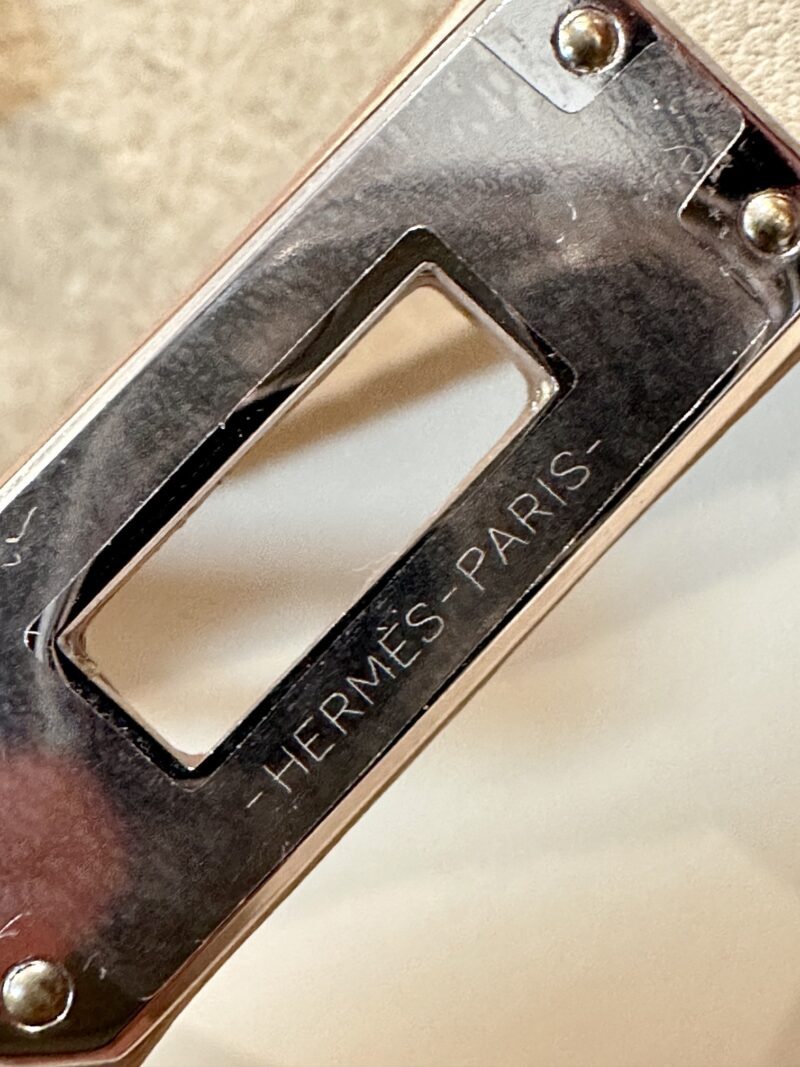 Hermès Kelly Pochette Craie Swift Palladium Hardware