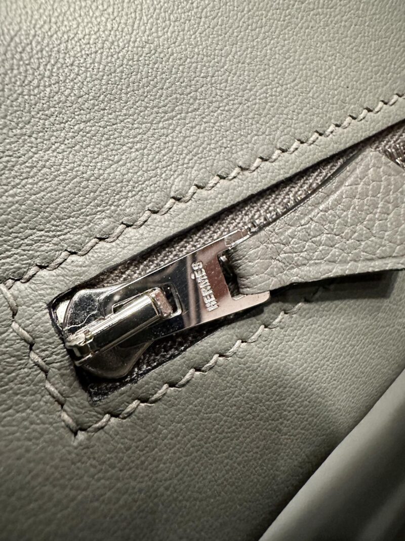 Hermès Mini Kelly 2424 Evercolor & Swift Gris Meyer Silver Hardware - Image 12