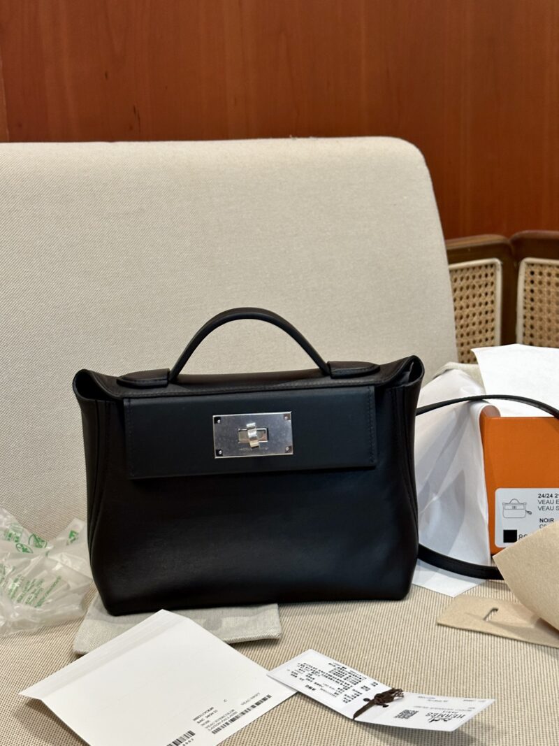 Hermès Mini Kelly 2424 Volupto & Swift Noir Silver Hardware - Image 5