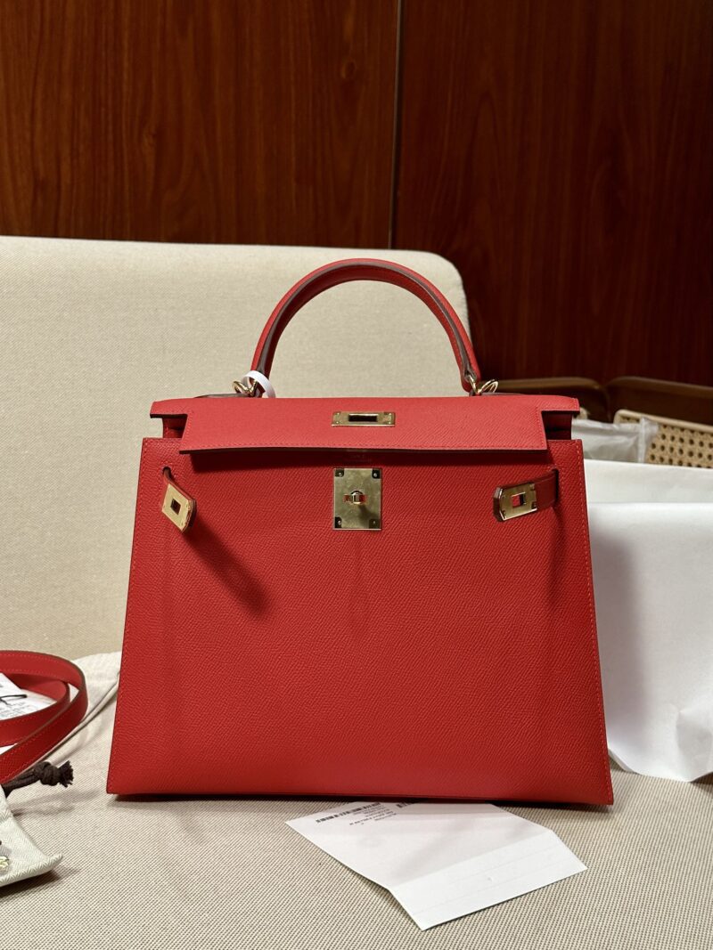 Hermès Kelly 25 Epsom Rouge Coeur Gold Hardware - Image 6