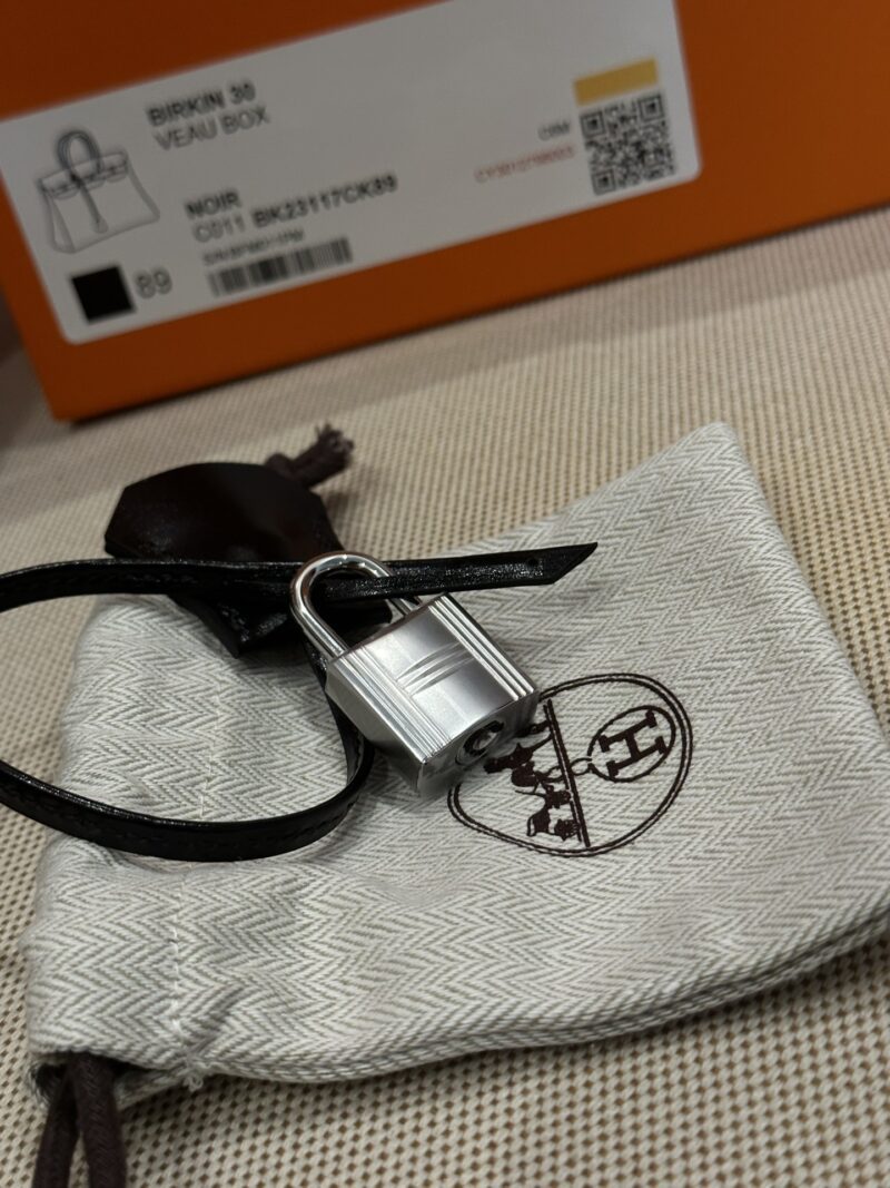 Hermès Birkin 30 Noir Box Palladium Hardware - Image 10