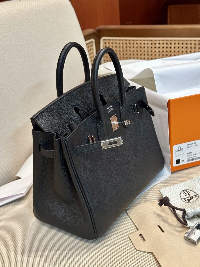Hermès Birkin 25 Noir, Silver Togo Palladium Hardware - Image 5