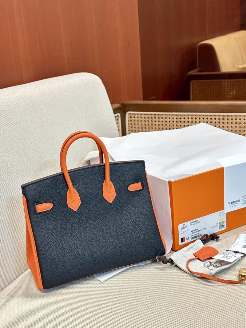 Hermès Birkin 25 Feu Orange, Noir Togo Gold Hardware - Image 7