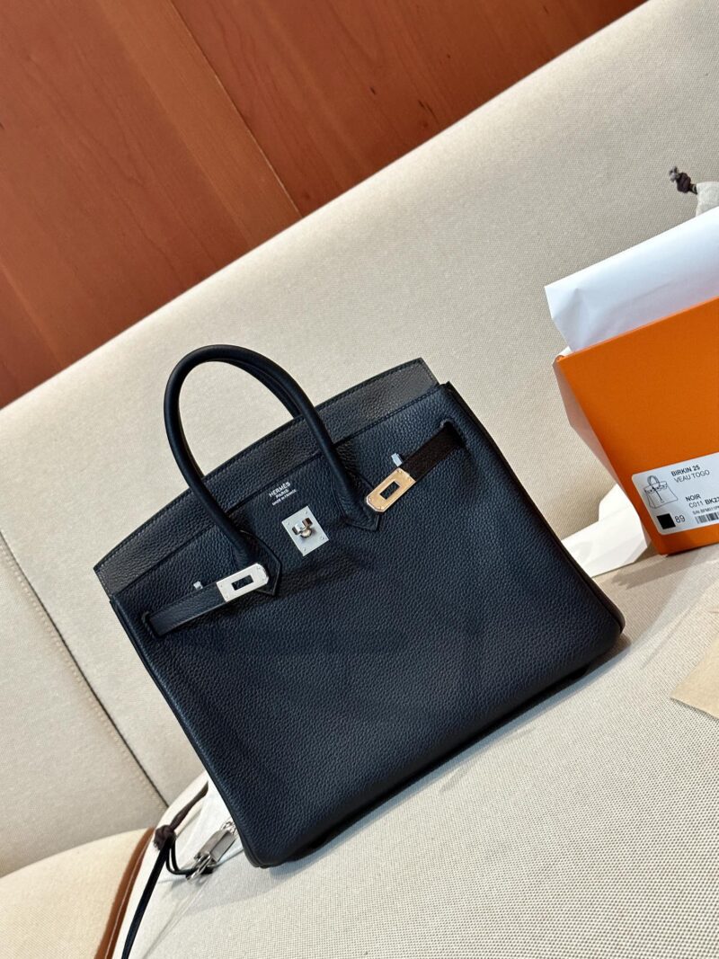 Hermès Birkin 25 Noir, Silver Togo Palladium Hardware - Image 5