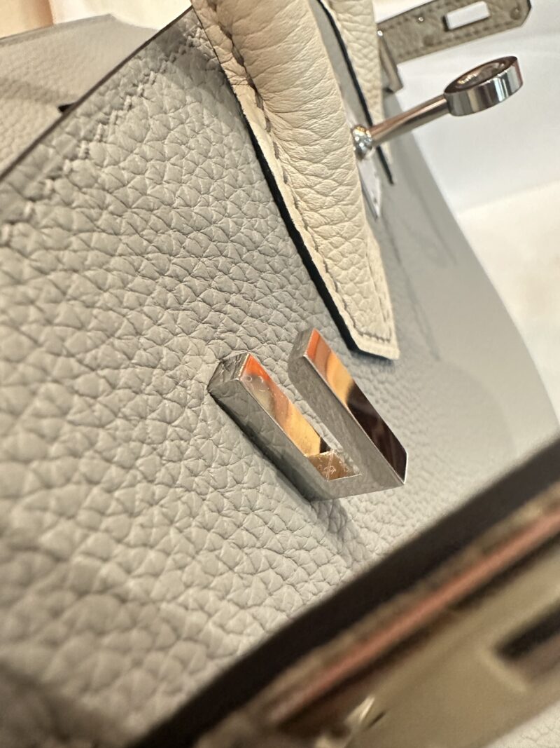 Hermès Birkin 25 Blue De Presse, Craie Togo Palladium Hardware - Image 14