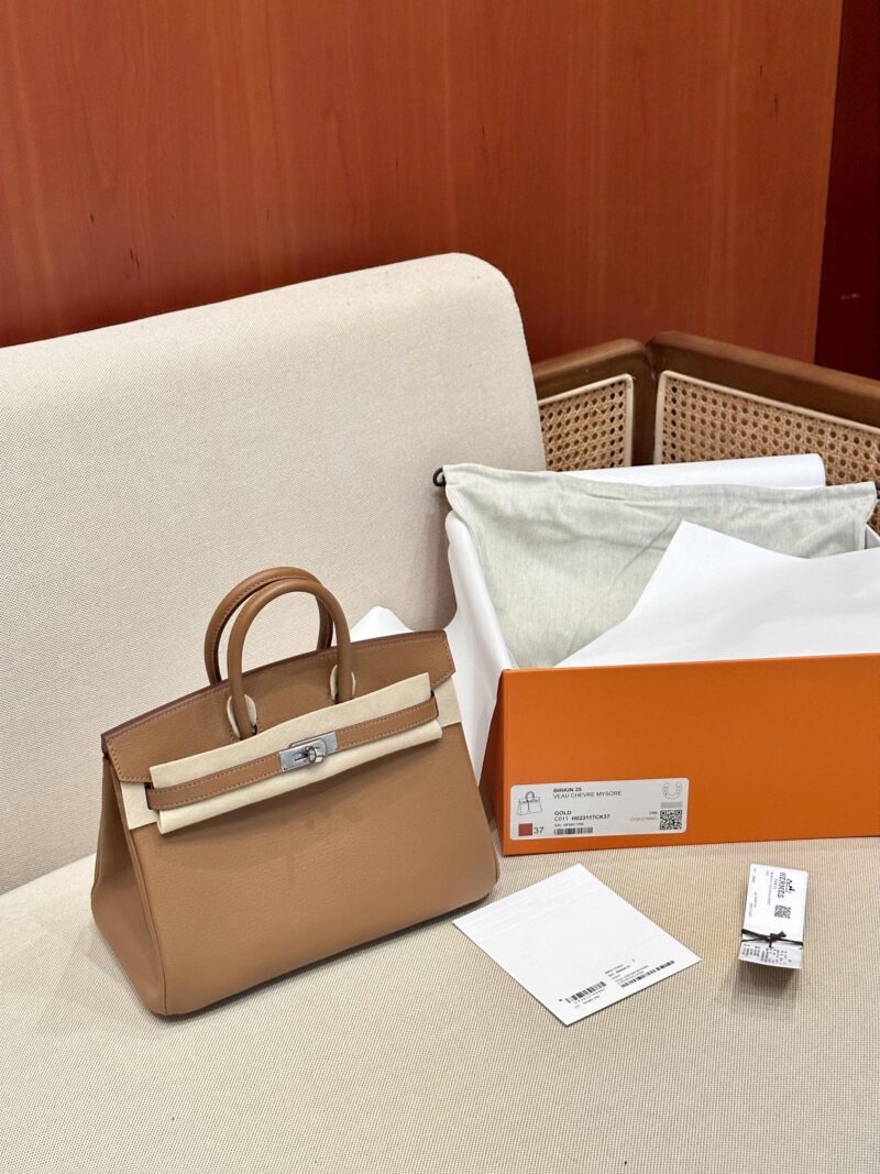 Hermès Birkin 25 Gold Chevre Palladium Hardware - Image 6