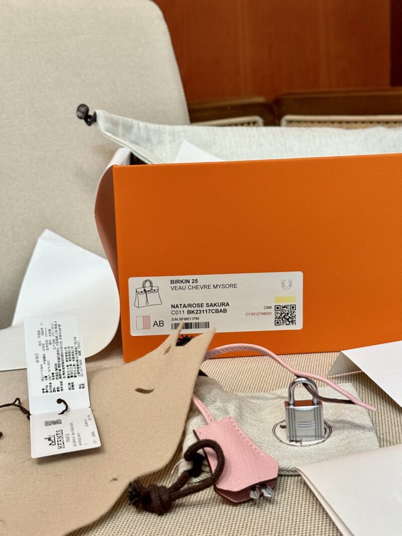 Hermès Birkin 25 Nata, Rose Sakura Chevre Palladium Hardware - Image 13