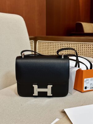 Hermès Constance 19 Noir Chevre Palladium Hardware