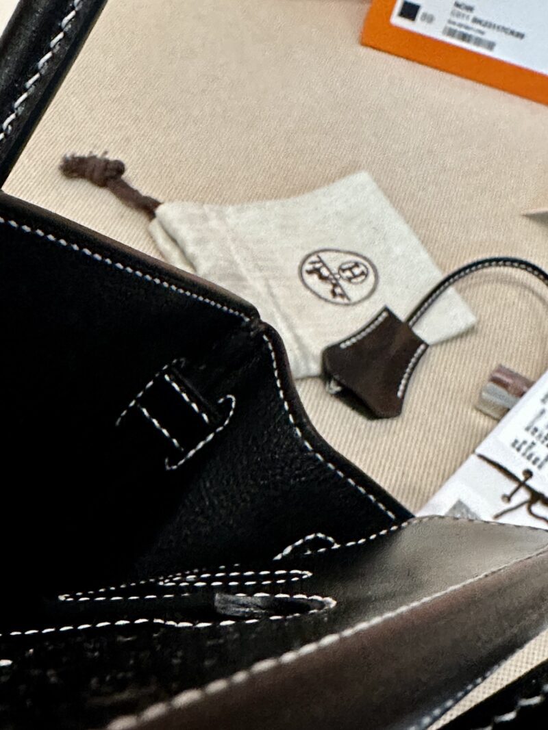 Hermès Birkin 25 Noir Box Palladium Hardware - Image 10