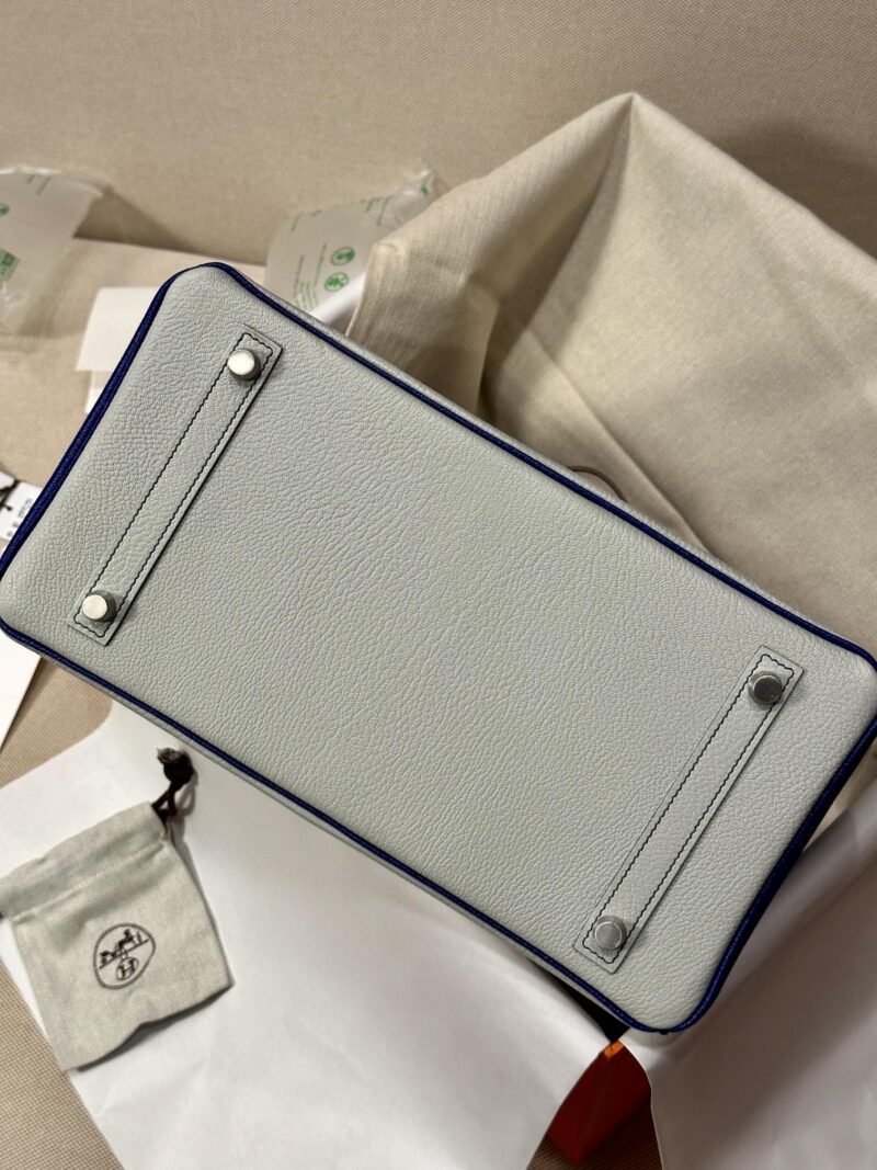 Hermès Birkin 30 Gris Pearl, Blue Electric Chevre Palladium Hardware
