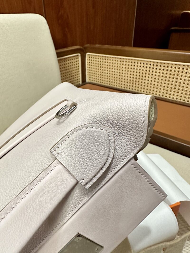 Hermès Mini Kelly 2424 Evercolor & Swift Mauve Pale Silver Hardware - Image 11