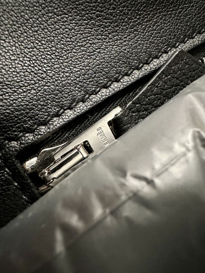 Hermès Mini Kelly 2424 Evercolor & Swift Noir Silver Hardware - Image 25