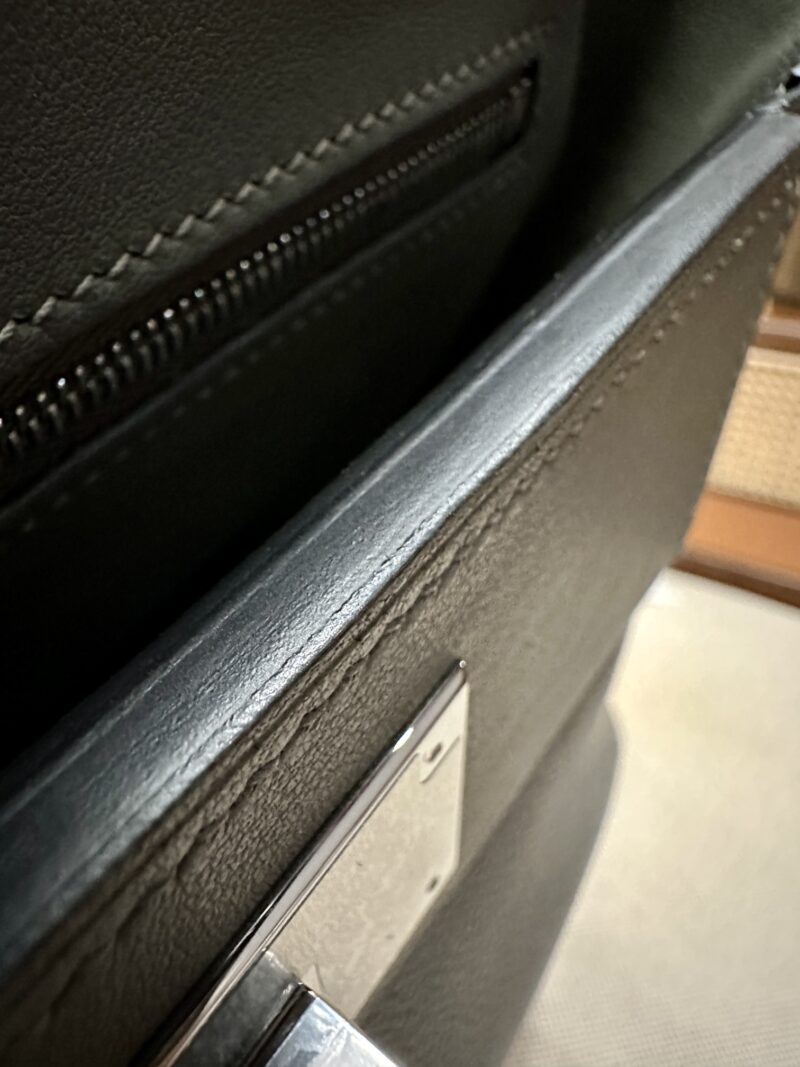 Hermès Mini Kelly 2424 Evercolor & Swift Gris Meyer Silver Hardware - Image 11