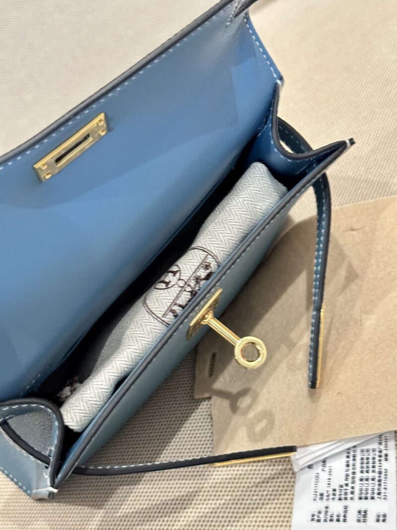 Hermès Mini Kelly 19 Epsom New Blue Jean Gold Hardware - Image 5