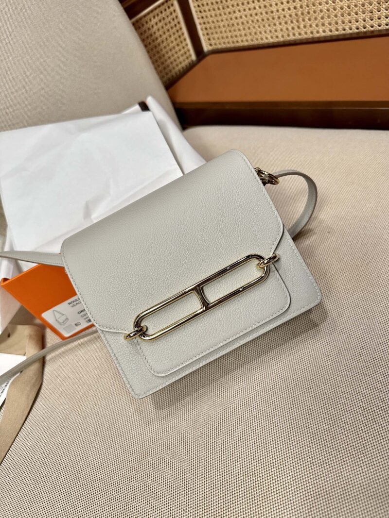 Hermès Roulis 19 Evercolor Gris Pearl Gold Hardware