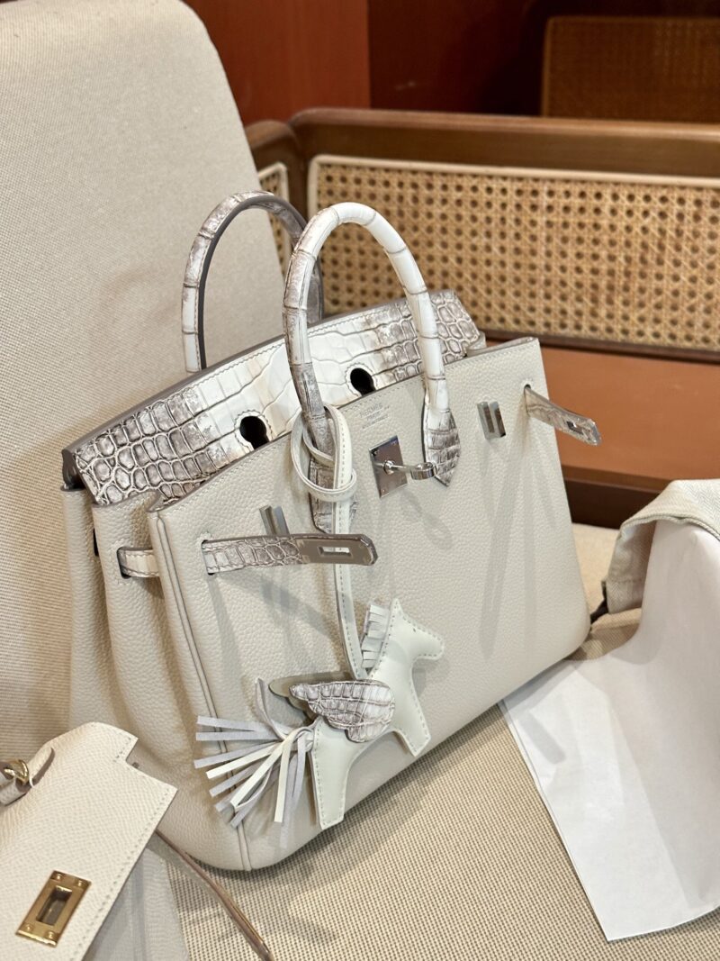 Hermès Birkin 25 Himalaya, Craie Crocodile, Togo Palladium Hardware - Image 4