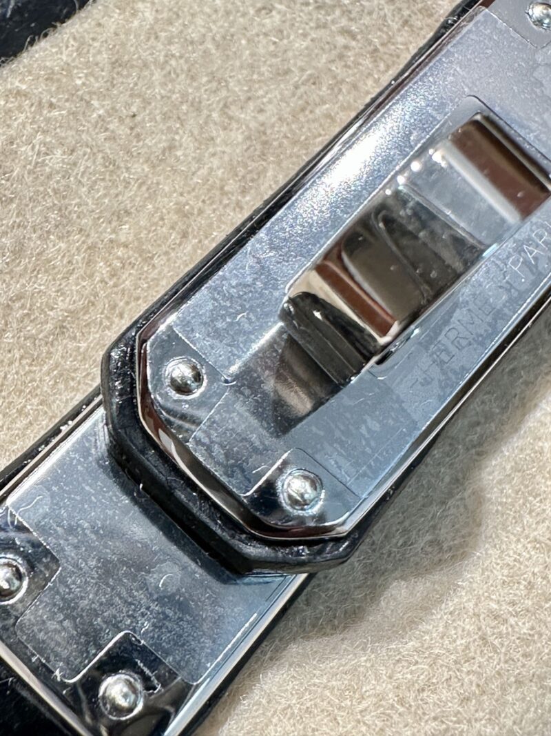 Hermès Birkin 25 Noir, Silver Shiny Crocodile Palladium Hardware - Image 9