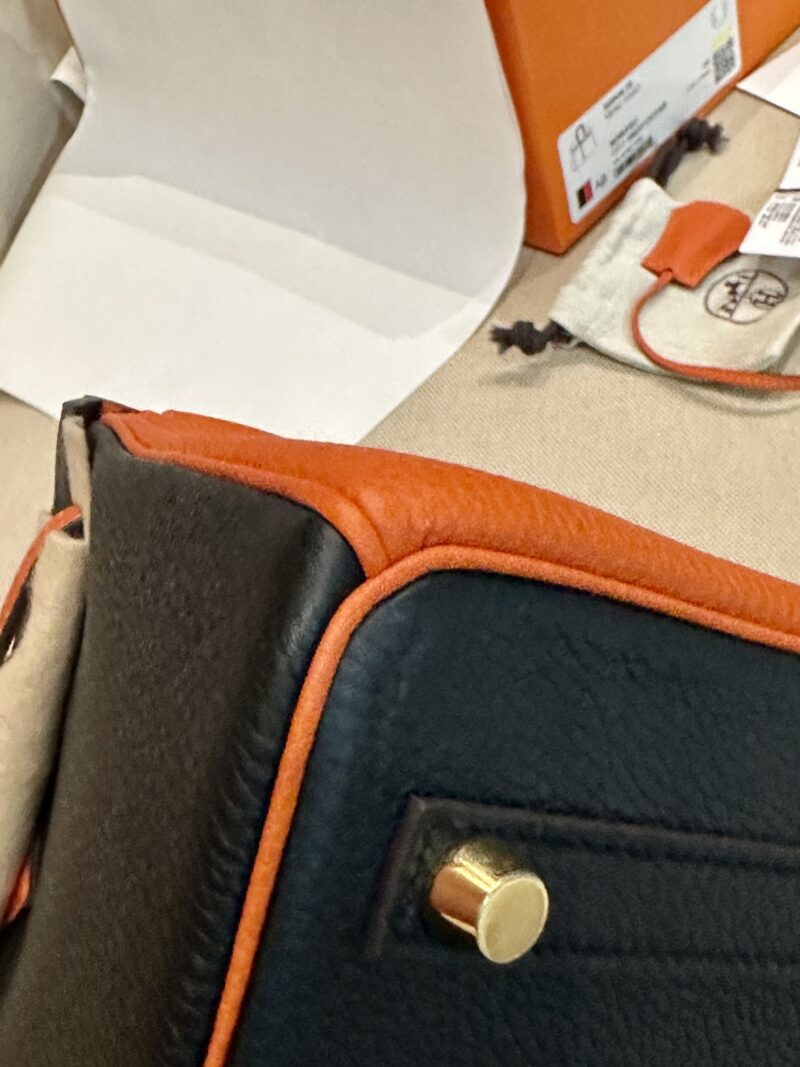 Hermès Birkin 25 Feu Orange, Noir Togo Gold Hardware - Image 15