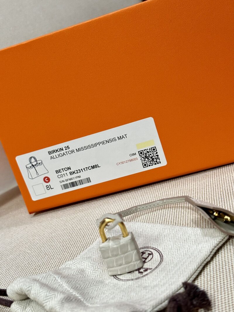 Hermès Birkin 25 Beton Matte Crocodile Gold Hardware - Image 11
