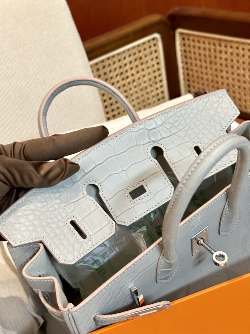 Hermès Birkin 25 Gris Pearl Matte Alligator Palladium Hardware - Image 7