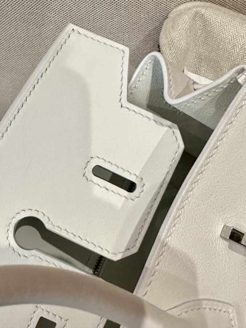 Hermès Birkin 25 New White Swift Palladium Hardware - Image 12