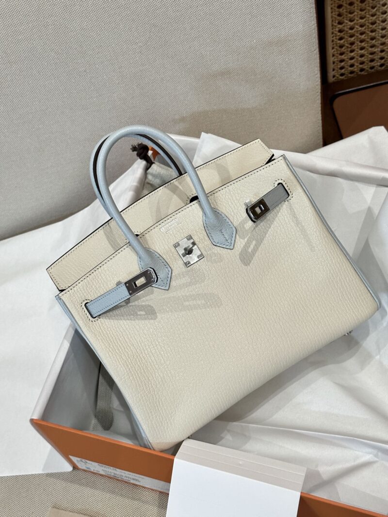 Hermès Birkin 25 Nata, Blue Brume Chevre Palladium Hardware - Image 3