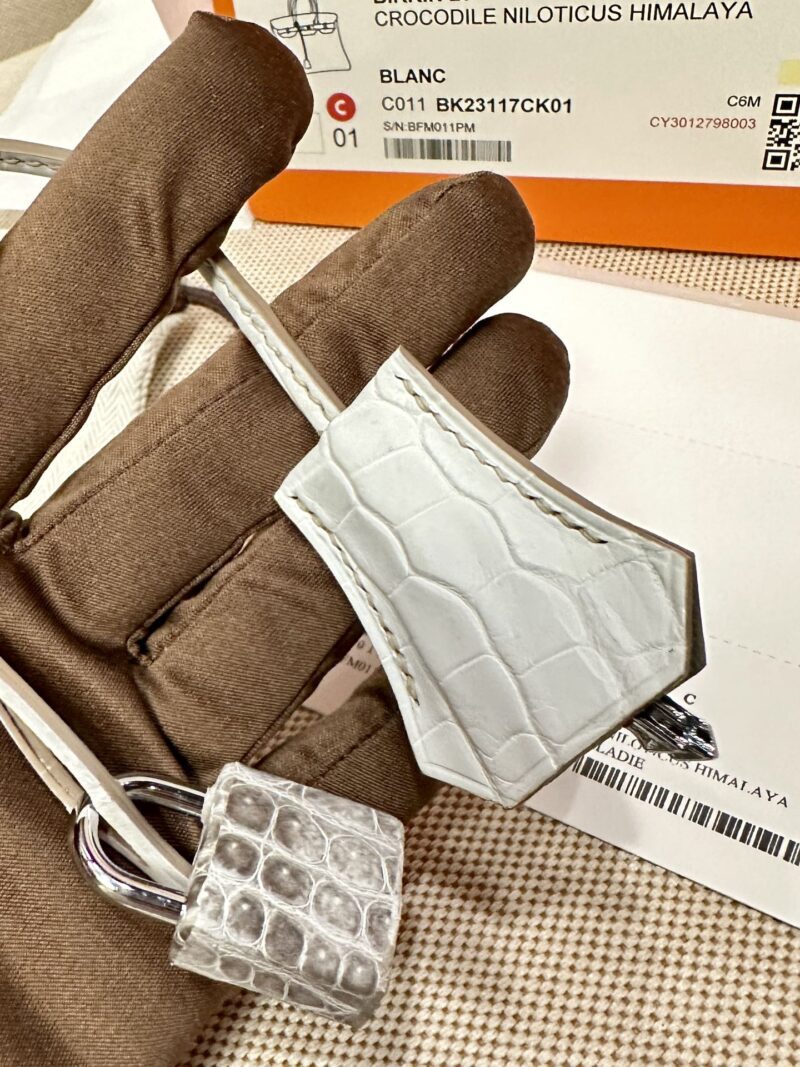 Hermès Birkin 25 Himalaya Crocodile Palladium Hardware - Image 15