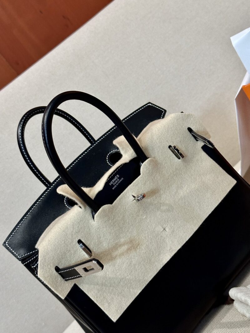 Hermès Birkin 25 Noir Box Palladium Hardware - Image 12